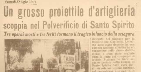 Quando nel 1951 esplose un grosso ordigno a Santo Spirito:  la storia della polveriera "Ioio"